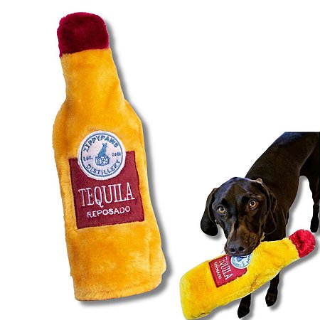 ZippyPaws Pelúcia de Garrafa Para Cães Happy Hour Crusherz Tequila Com Apito