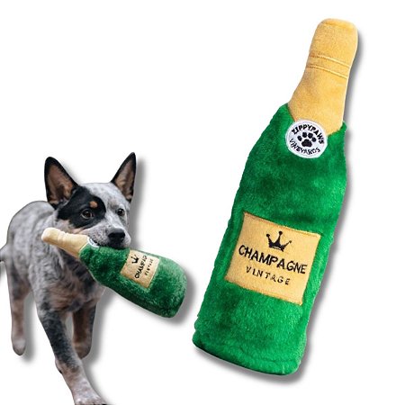 ZippyPaws Pelúcia de Garrafa Para Cães Happy Hour Crusherz Champagne Com Apito