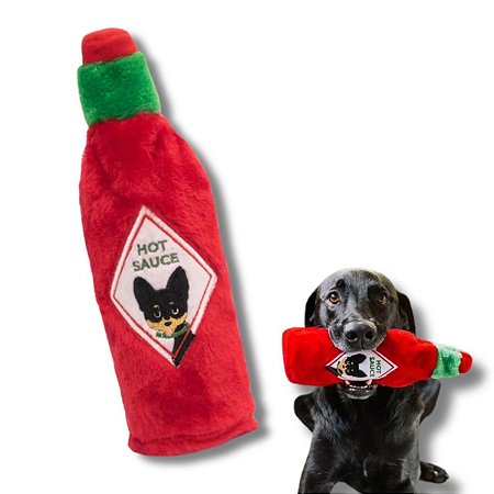 ZippyPaws Pelúcia de Garrafa Para Cães Molho Picante Pupbasco Crusherz Com Apito