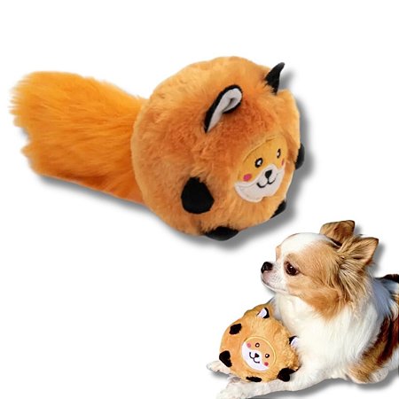 ZippyPaws Pelúcia Para Cães Bushy Throw Raposa Com Apito e Barulho de Plástico
