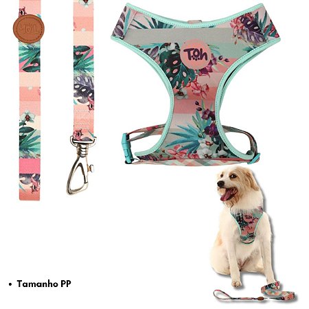 Toh Conjunto Peitoral Neocomfy e Guia Para Cães Laguna Mosquetão Resistente Tamanho PP