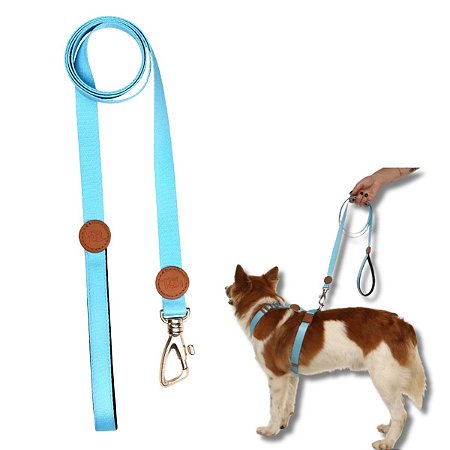 Toh Guia Alça Comfort Para Cães 1,5m Mosquetão Resistente Azul