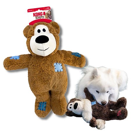 Kong Wild Knots Bear Jumbo Brinquedo Pelúcia Para Cães Resistente Com Corda