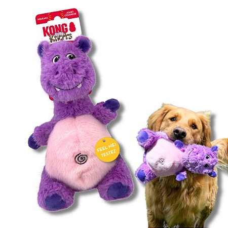 Kong Knots Belly Hippo Brinquedo Pelúcia Para Cães Fofa e Resistente Com Corda