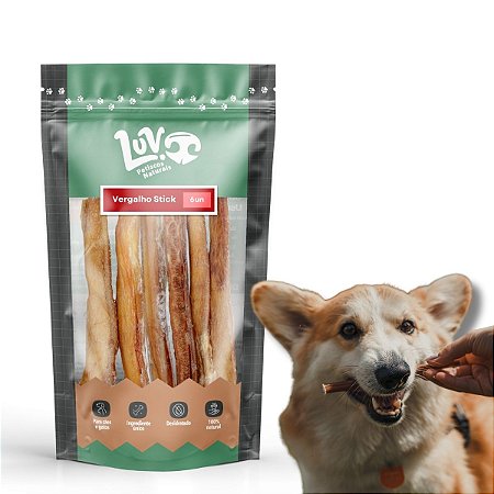 Vergalho Stick Bovino Mordedor Mastigável 100% Natural Para Cães 6 Uni Luv