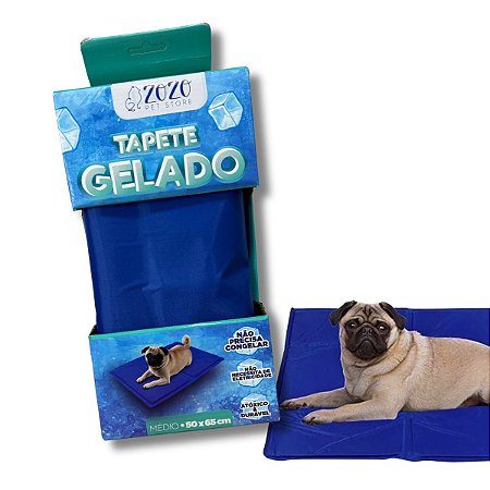 Tapete Gelado Refrescante Para Pets Tamanho M Azul Zozo Pet Store