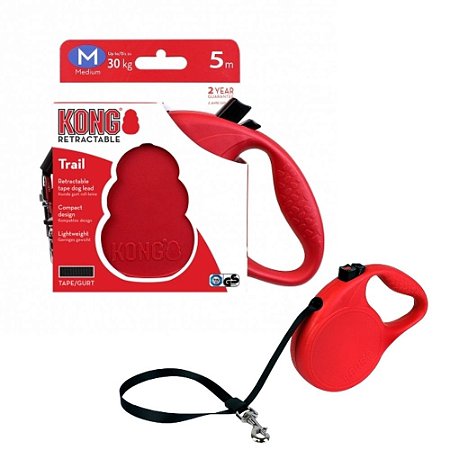 Kong Guia Retrátil Para Cães Trail Vermelha 5m Tamanho M