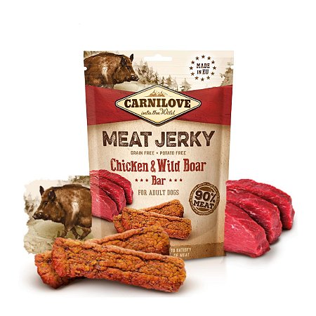 Carnilove Meat Jerky Petisco Bifinho Para Cães Frango e Javali 100% Natural