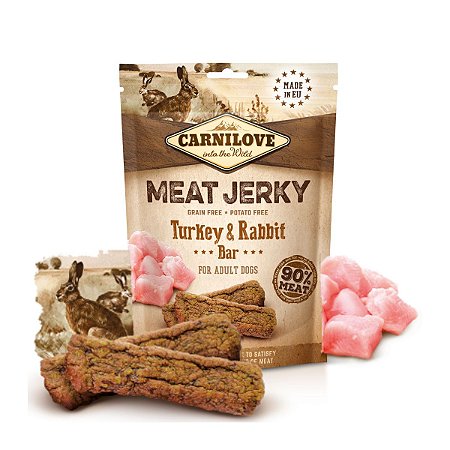 Carnilove Meat Jerky Petisco Bifinho Para Cães Peru e Coelho 100% Natural