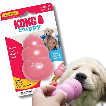Kong Puppy Brinquedo Resistente Recheável Para Cães e Gatos Filhotes Tamanho P Rosa