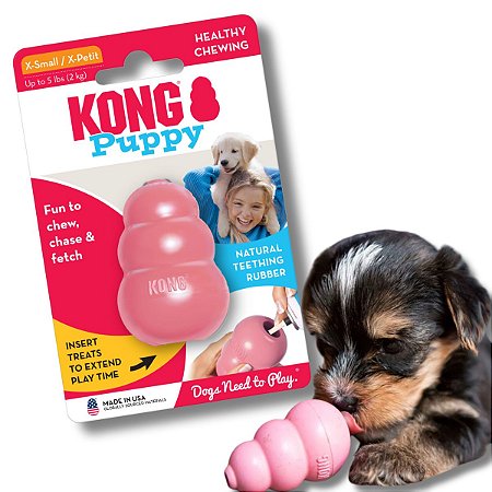 Kong Puppy Brinquedo Resistente Recheável Para Cães e Gatos Filhotes Tamanho PP Rosa