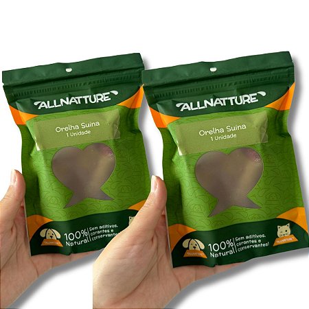 Kit 2 Orelha Suína Mordedor 100% Natural Para Cães Allnatture