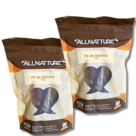 Kit 2 Pé de Galinha Mordedor 100% Natural Para Cães e Gatos Allnatture