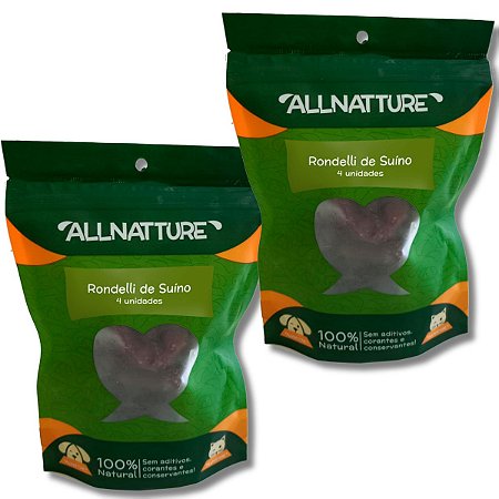 Kit 2 Rondelli Esôfago Suíno Mordedor 100% Natural Para Cães Allnatture