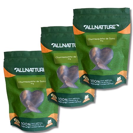 Kit 3 Filé Mignon Suíno Churrasquinho Petisco 100% Natural Para Cães Allnatture