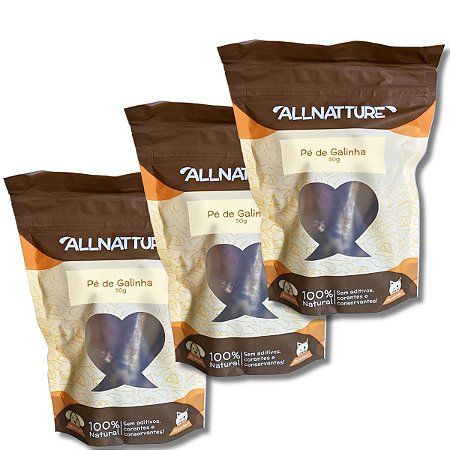 Kit 3 Pé de Galinha Mordedor 100% Natural Para Cães e Gatos Allnatture
