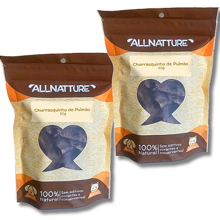 Kit 2 Pulmão Bovino Churrasquinho Petisco 100% Natural Para Cães Allnatture