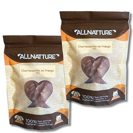 Kit 2 Peito de Frango Churrasquinho Petisco Natural Para Cães e Gatos Allnatture