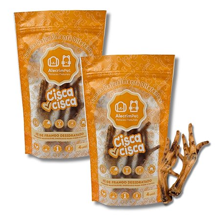 Kit 2 Pé de Galinha Desidratada Cisca Cisca Mordedor Para Cães AlecrimPet
