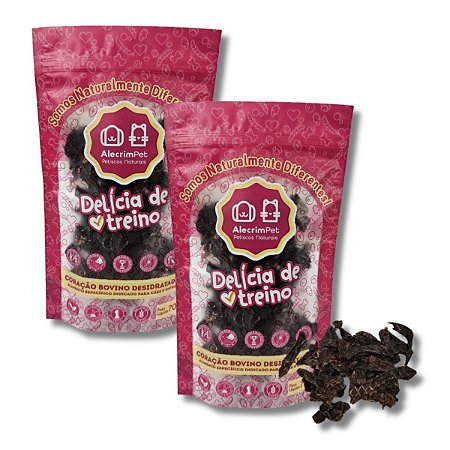 Kit 2 Delícia de Treino Coração Bovino Desidratado Para Cães Natural AlecrimPet