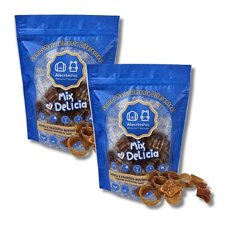Kit 2 Traquéia Artéria Bovina Desidratada Mordedor Natural Para Cães AlecrimPet