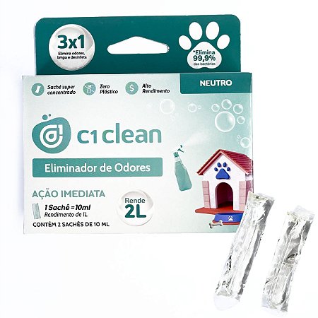 Eliminador de odores Neutro Desinfetante Seguro Para Pets C1 Clean Rende 2L