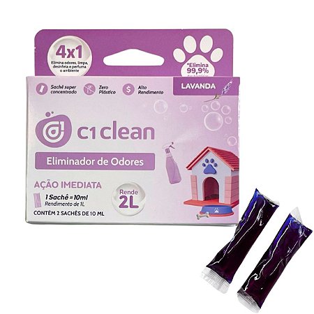Eliminador de odores Lavanda Desinfetante Seguro Para Pets C1 Clean Rende 2L