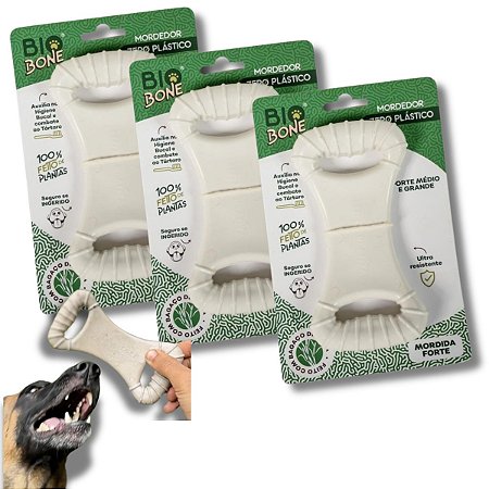 Kit Biobone 3 Mordedores Mordida Forte Para Cães Zero Plástico Ossão