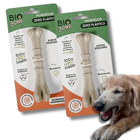 Kit Biobone 2 Mordedores Mordida Moderada Para Cães Zero Plástico Ossinho