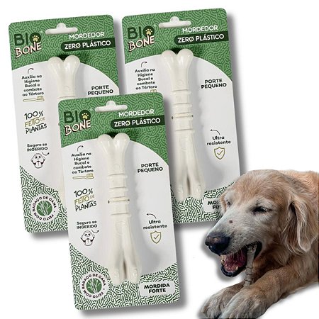 Kit Biobone 3 Mordedores Mordida Forte Para Cães Zero Plástico Ossinho