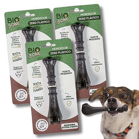Kit Biobone 3 Mordedores Extra Forte Para Cães Zero Plástico Ossinho