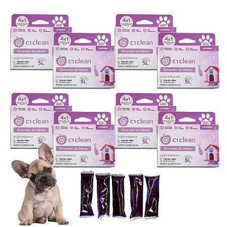 Kit 8 Eliminador de odores Lavanda Desinfetante Seguro P/ Pets C1 Clean Rende 5L