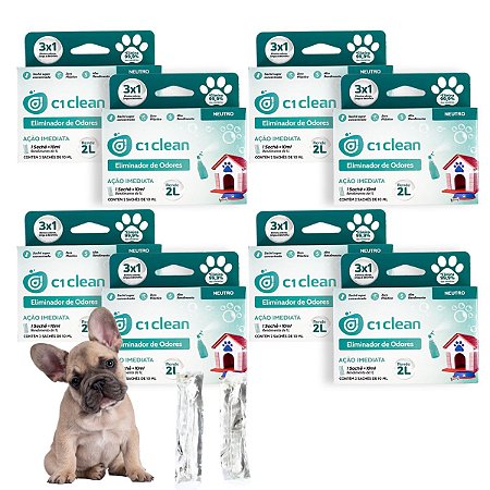 Kit 8 Eliminador de odores Neutro Desinfetante Seguro P/ Pets C1 Clean Rende 2L