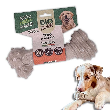 Biobone Mordedor Resistente Moderada Gigante Para Cães 100% de Planta Laranja