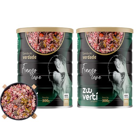 Kit 2 Frango Leve Alimentação Úmida Natural Para Cães Com Sobrepeso Zooverti