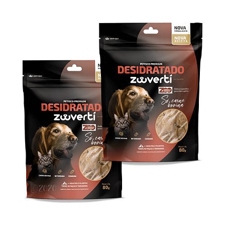 Kit 2 Só Carne Bovina Petisco Desidratado Natural Para Cães e Gatos Zooverti