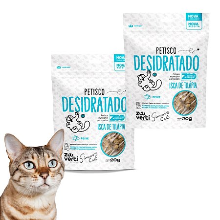 Kit 2 Isca de Tilápia Petisco Desidratado Natural Para Gatos Simon’S Cat Zooverti