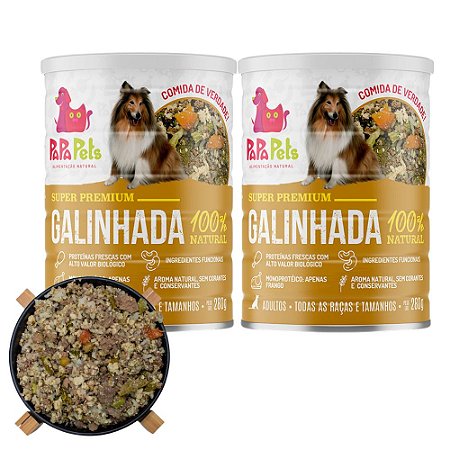 Kit 2 Galinhada Alimentação Úmida 100% Natural Para Cães Monoproteica PapaPets