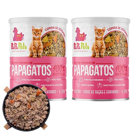 Kit 2 PapaPets Alimentação Úmida Para Gatos 100% Natural