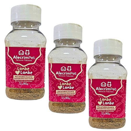 Kit 3 Pó Saborizante Natural Lambe Lambe Sabor Rim Bovino AlecrimPet