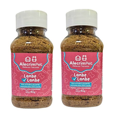 Kit 2 Pó Saborizante Natural Lambe Lambe Sabor Pulmão Suíno AlecrimPet