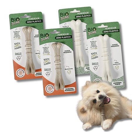 Kit Biobone 4 Mordedores Mordida Moderada e Forte Para Cães Ossinho