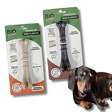 Kit Biobone 2 Mordedores Mordida Moderada e Extra Forte Para Cães Ossinho
