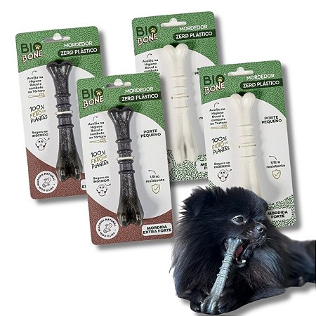 Kit Biobone 4 Mordedores Mordida Extra e Forte Para Cães Ossinho
