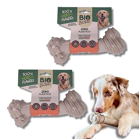 Kit Biobone 2 Mordedores Mordida Moderada Para Cães Zero Plástico Laranja Gigante