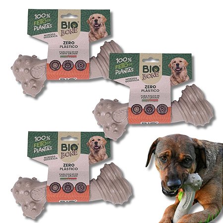 Kit Biobone 3 Mordedores Mordida Moderada Para Cães Zero Plástico Laranja Gigante