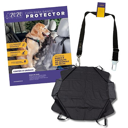 Kit Capa Protetora de Banco e Cinto de Segurança Para Cães Zozo Pet Store