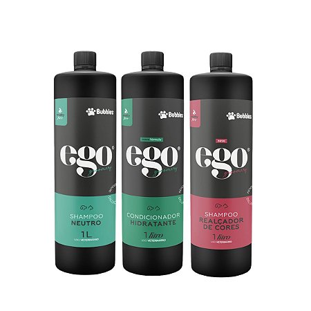 Kit Shampoo Neutro e Realçador de Cores + Condicionador Hidtratante 1L Para Cães Banho e Tosa Bubbles