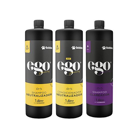 Kit Shampoo Neutralizador de Odores e Clareador + Condicionador Neutralizador 1L Para Cães Banho e Tosa Bubbles
