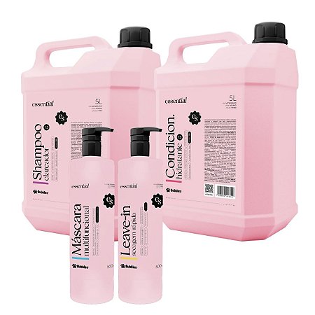 Kit Shampoo CLareador Condicionador Máscara e Leave In Essential Para Cães Banho e Tosa Bubbles